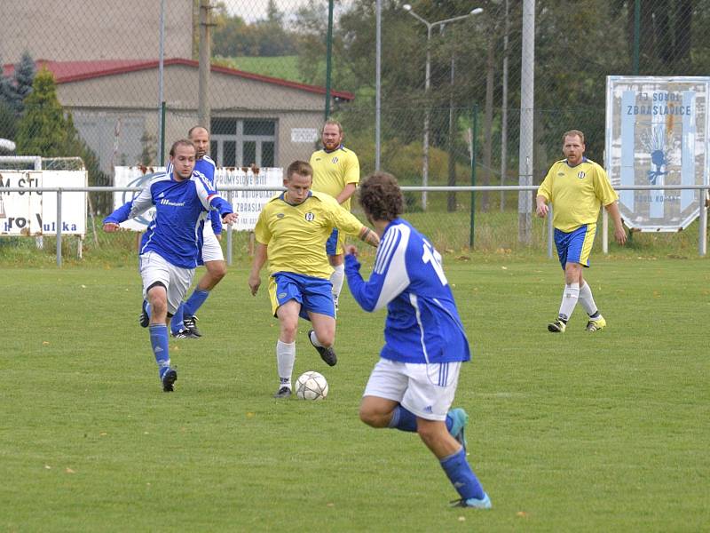 Utkání 7. kola okresního fotbalového přeboru: Zbraslavice - Sázava B 2:3.