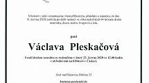 Smuteční parte: Václava Pleskačová.