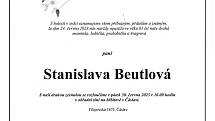 Smuteční oznámení: Stanislava Beutlová.