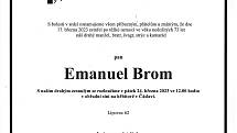 Smuteční oznámení: Emanuel Brom.