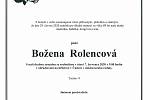 Smuteční parte: Božena Rolencová.