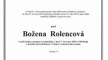 Smuteční parte: Božena Rolencová.