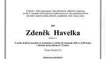 Smuteční parte: Zdeněk Havelka.