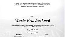 Smuteční oznámení: Marie Procházková.