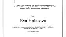 Smuteční oznámení: Eva Holasová.