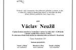 Smuteční parte: Václav Neužil.