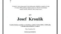 Smuteční parte: Josef Kroulík.