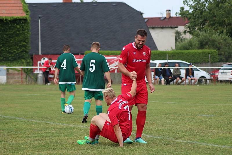 Z fotbalového utkání okresního přeboru Červené Janovice - Horní Bučice (8:2)