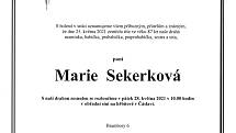 Smuteční rozloučení: Marie Sekerková.