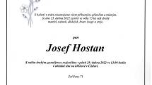 Smuteční oznámení: Josef Hostan.