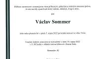 Smuteční oznámení: Václav Sommer.