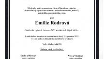Smuteční oznámení: Emilie Rodrová.