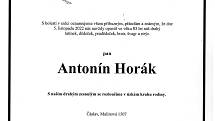 Smuteční oznámení: Antonín Horák.