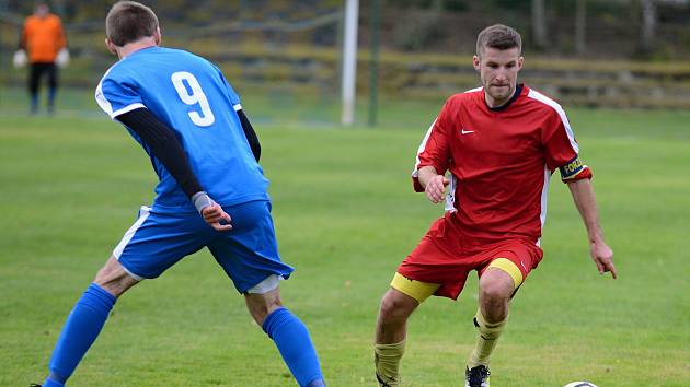 Fotbalisté Zruče nad Sázavou prohráli v 7. kole I. B třídy D s Jesenicí 0:2.