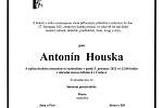 Smuteční oznámení: Antonín Houska.