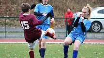 Z přátelského fotbalového zápasu: FK Čáslav dívky (starší žákyně) - FK Uhlířské Janovice (mladší žáci) 8:2 (4:0).