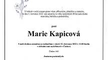 Smuteční oznámení: Marie Kapicová.