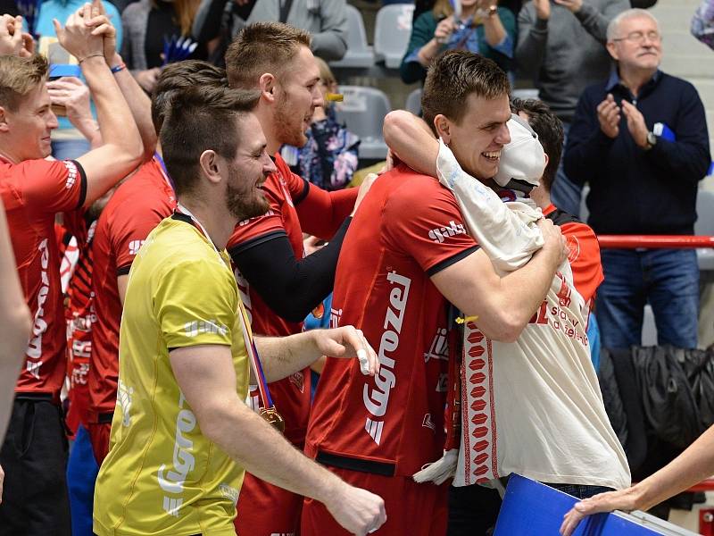 Finále final four Českého poháru ve volejbalu mezi Českými Budějovicemi a Kladnem v Kutné Hoře.