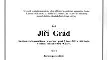 Smuteční parte: Jiří Grád.