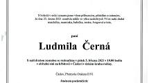 Smuteční parte: Ludmila Černá.