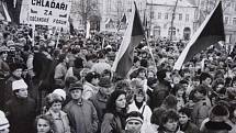 Jedna z demonstrací v rámci sametové revoluce v roce 1989 v Čáslavi.