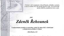 Smuteční oznámení: Zdeněk Řehounek.