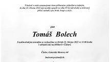 Smuteční oznámení: Tomáš Bolech.