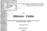 Smuteční oznámení: Miloslav Faltín.