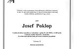 Smuteční parte: Josef Poklop.