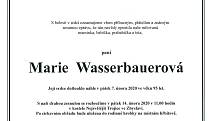 Smuteční parte: Marie Wasserbauerová.