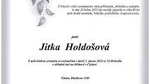 Smuteční oznámení: Jitka Holdošová.