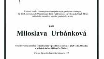 Smuteční parte: Miloslava Urbánková