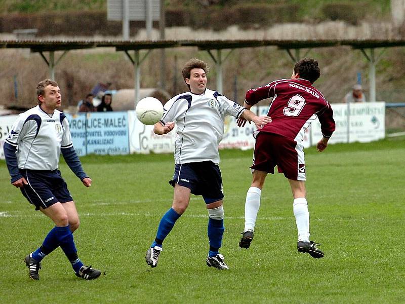 Fotbal: Sázava - Malín, 10. 4. 2010