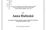 Smuteční oznámení: Anna Hulínská.
