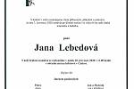 Smuteční parte: Jana Lebedová