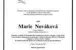 Smuteční oznámení: Marie Nováková.