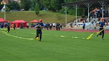 Z krajské soutěže v požárním sportu profesionálních a dobrovolných hasičů na stadionu Olympia v Kutné Hoře.