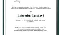 Smuteční oznámení: Lubomíra Lajsková.