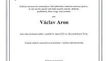 Smuteční oznámení: Václav Aron.