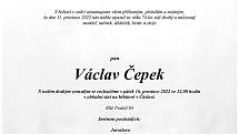 Smuteční oznámení: Václav Čepek.