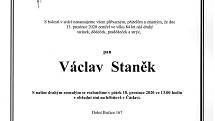 Smuteční parte: Václav Staněk.