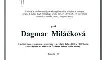 Smuteční parte: Dagmar Miláčková.