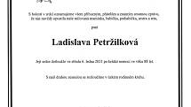 Smuteční parte: Ladislava Petržílková.