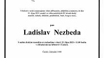 Smuteční oznámení: Ladislav Nezbeda.