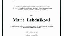 Smuteční parte: Marie Lebdušková.