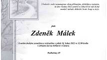 Smuteční oznámení: Zdeněk Málek.