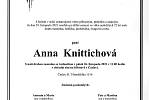 Smuteční oznámení: Anna Knittichová.