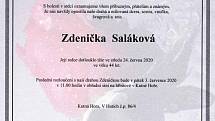 Smuteční parte: Zdenička Saláková.