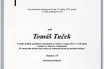 Smuteční oznámení: Tomáš Tuček.
