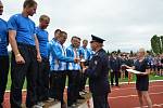 Z krajské soutěže v požárním sportu profesionálních a dobrovolných hasičů na stadionu Olympia v Kutné Hoře.